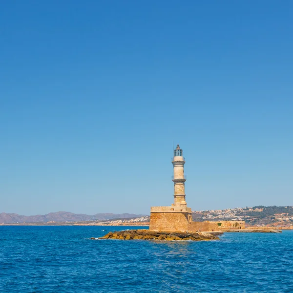 View of the old port and Lighthouse in Chania, Crete, Greece — Stock Photo, Image