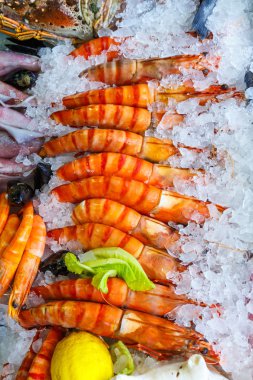Deniz ürünleri Restoran Crete, Yunanistan için buzdolabında taze deniz ürünleri