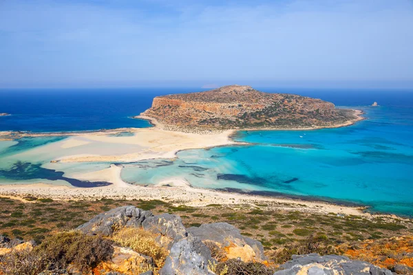 Blick auf den schönen Strand in der Lagune von Balos, Beton — Stockfoto