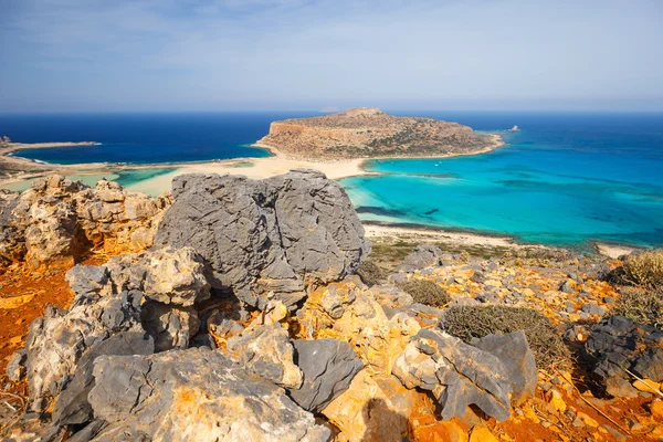 View of the beautiful beach in Balos Lagoon, Crete — Stock Photo, Image