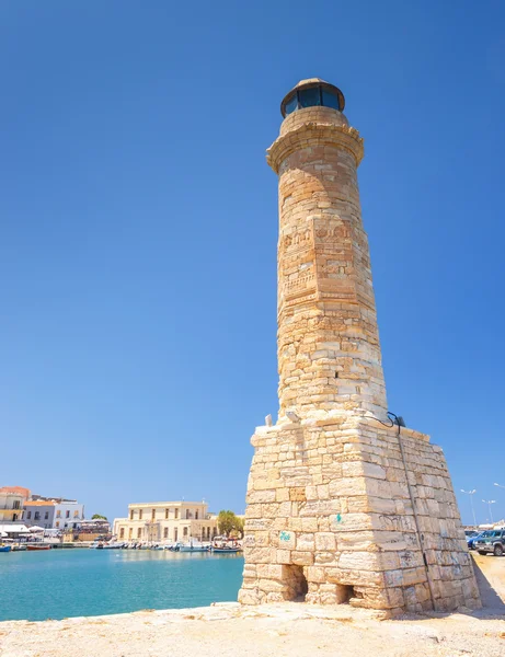 Old port and Lighthouse in Rethymno, Crete, Greece — Stock Photo, Image