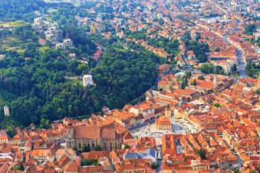 eski şehir, brasov, Transilvanya, Romanya havadan görünümü