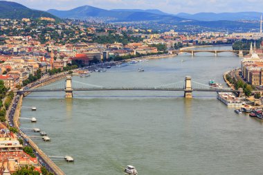 Budapeşte ve Tuna Nehri panoramik, Macaristan, Avrupa 