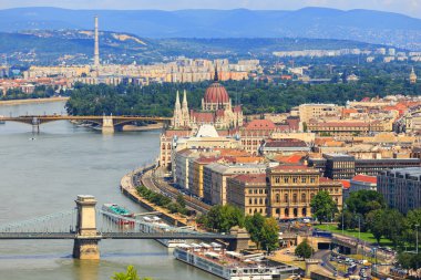 Budapeşte ve Tuna Nehri panoramik, Macaristan, Avrupa 