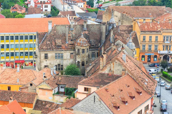 Sighisoara, Rumunia - 17 lipca: Antena Zobacz stare miasto w sighisoara, atrakcją turystyczną na 17 lipca 2014 roku. miasta w którym urodził się vlad tepes, dracula — Zdjęcie stockowe