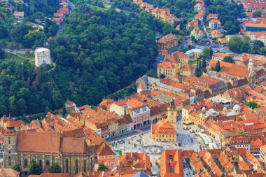 eski şehir, brasov, Transilvanya, Romanya havadan görünümü