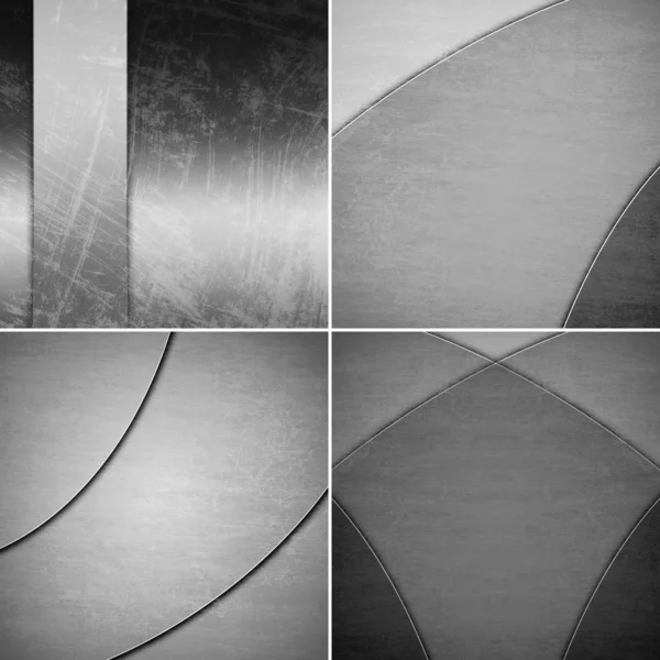 Set of geometric grunge black and white backgrounds — Stock Photo, Image