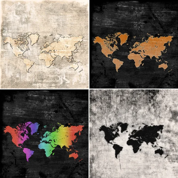 Grunge-Karten der Welt — Stockfoto