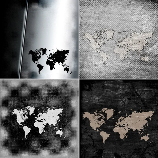 Grunge map of the world, set — Stock Photo, Image