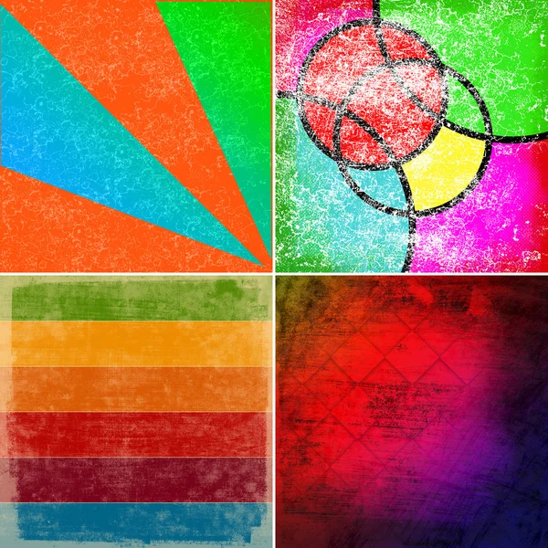 Set of geometric grunge colorful backgrounds — Stock Photo, Image