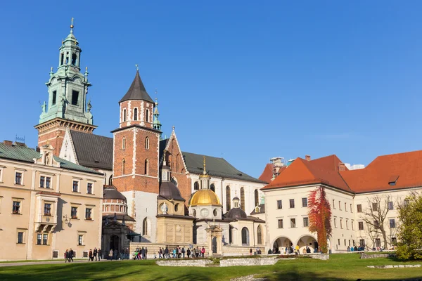 KRAKOW, POLÓNIA - 02 de novembro: As pessoas visitam o Castelo Real de Wawel em Cracóvia em 02 de novembro de 2014. Cracóvia é a cidade mais famosa para visitar na Polônia — Fotografia de Stock