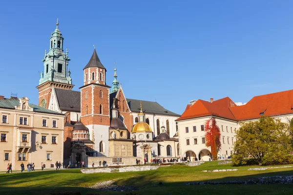 KRAKOW, POLÓNIA - 02 de novembro: As pessoas visitam o Castelo Real de Wawel em Cracóvia em 02 de novembro de 2014. Cracóvia é a cidade mais famosa para visitar na Polônia — Fotografia de Stock