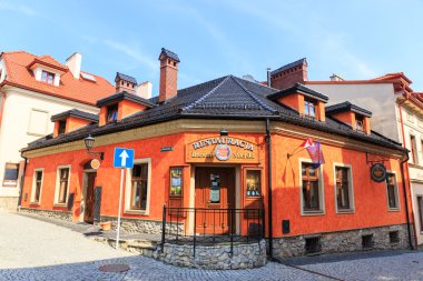 Bielsko Biala, Polonya - 07 Eylül 2014: Yaz, güneşli gün tarihi bölümünde, Bielsko Biala görünümünü