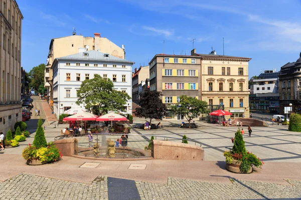 Bielsko Biala, Polsko - 07 září 2014: Pohled na historické části Bielsko Biala v létě, slunečný den — Stock fotografie