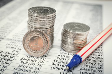 Polonya Zlotisi paralar, yakın çekim