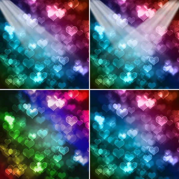 Conjunto de corazones coloridos abstractos fondo —  Fotos de Stock