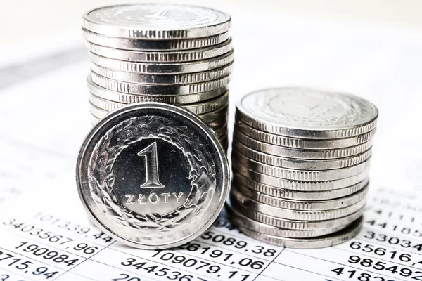 Zloty-Münzen polieren, Nahaufnahme — Stockfoto
