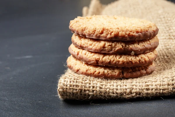 Closeup of stack biscuit cookies on table — Stock Photo, Image