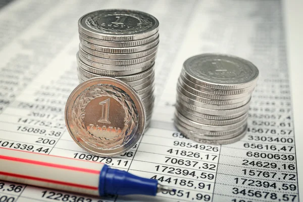 Polish zloty coins, close up — Stock Photo, Image