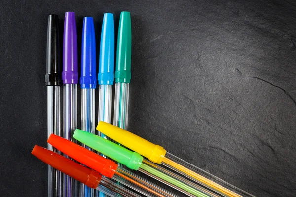 Set of colorful pens for office, constructor and schools — Stock Photo, Image