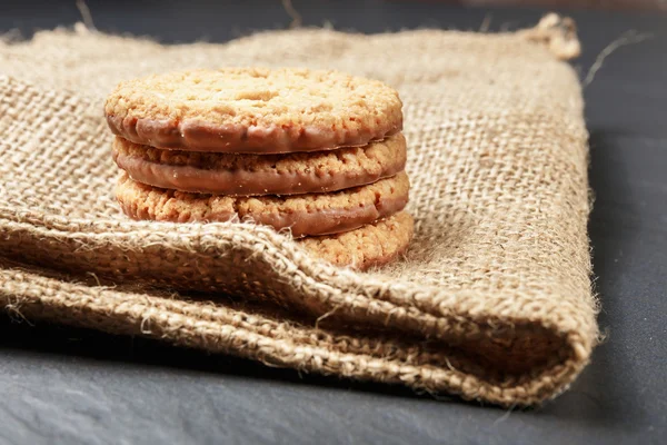 Closeup of stack biscuit cookies on table — Stock Photo, Image