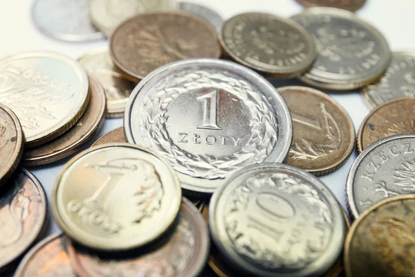 Zloty monedas polacas, primer plano — Foto de Stock