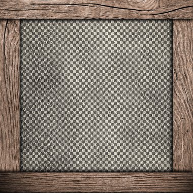 Damalı arka plan ile ahşap çerçeve