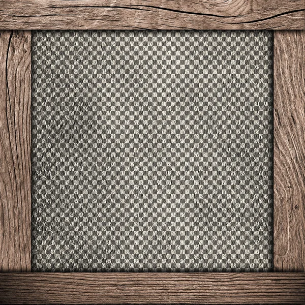 Wood frame with checkered background — Stock Photo, Image