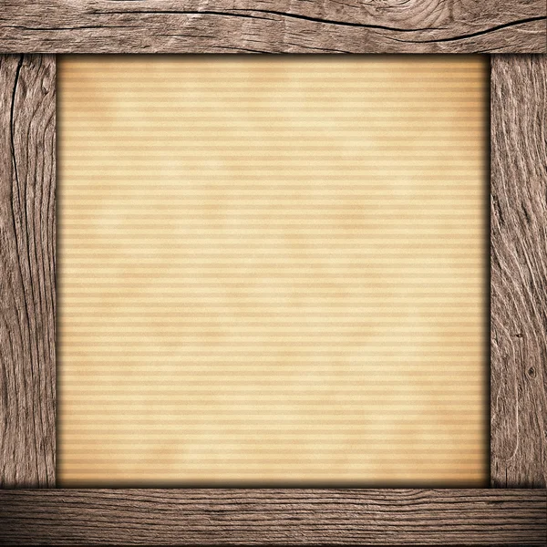 Houten frame met oud papier — Stockfoto