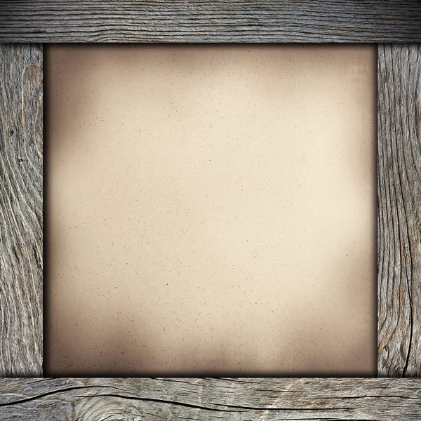 Marco de madera con papel viejo — Foto de Stock