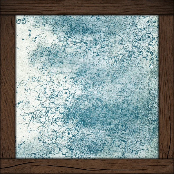 Abstrato fundo azul com moldura de madeira — Fotografia de Stock