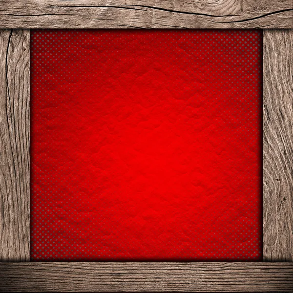 Дерев'яна рамка з червоним папером — стокове фото