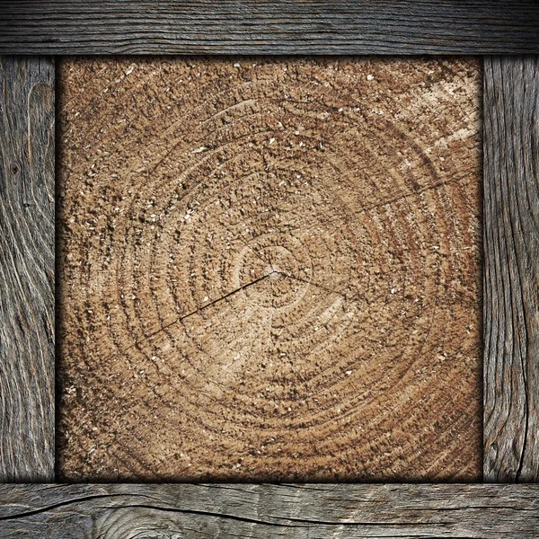 Wood wall background with frame — Stock Photo, Image