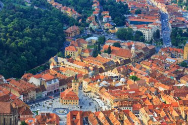 eski şehir, brasov, Transilvanya, Romanya havadan görünümü