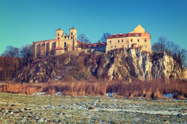 Benedictine Manastırı Krakov, Polonya yakınındaki Tyniec '. Vintage renk tonu