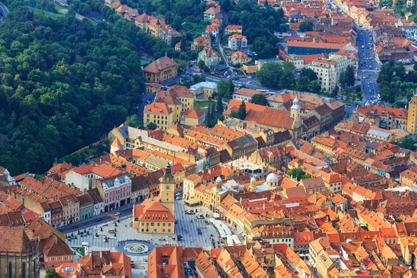 Eski şehir, brasov, Transilvanya, Romanya havadan görünümü — Stok fotoğraf