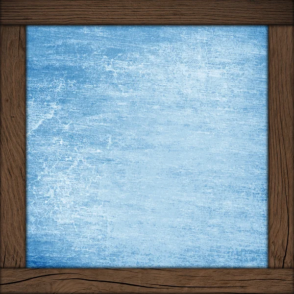 Astratto sfondo blu con cornice in legno — Foto Stock