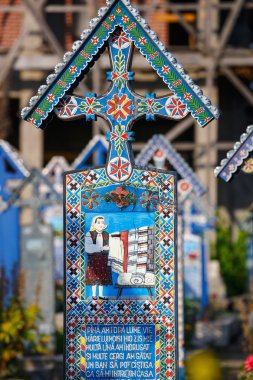 Sapanta, Romanya - 04 Temmuz, 2015-neşeli mezarlığı Sapanta in, Maramures, Romanya. Bu mezarlık Romanya ve dünyada benzersizdir.