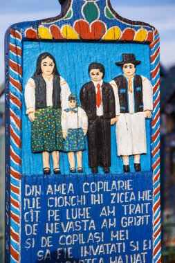 Sapanta, Romanya - 04 Temmuz, 2015-neşeli mezarlığı Sapanta in, Maramures, Romanya. Bu mezarlık Romanya ve dünyada benzersizdir.