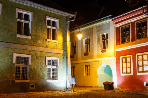 Historical center of Sighisoara at night — Stock Photo, Image