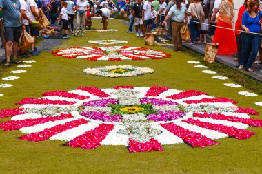 La Orotava, Tenerife, İspanya - 11 Haziran 2015: Corpus Christi kutlama bir Tenerife en derin köklü gelenekleri vardır.