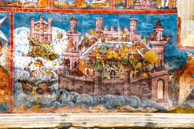 Vatra Moldovitei, Romanya, 06 Temmuz 2015: Moldovita Manastırı, bir ünlü boyalı manastır Romanya, Unesco miras, Romanya