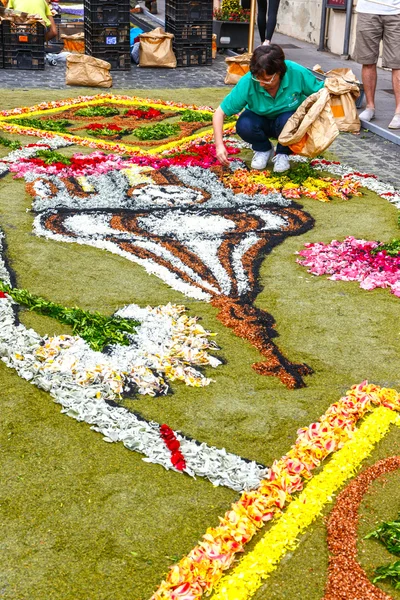 La Orotava, Tenerife, Spanien - 11 juni 2015: Firandet av Corpus Christi är en av de mest välförankrade traditionerna i Teneriffa. — Stockfoto