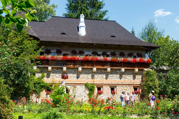 Vatra Moldovitei, Romania, July 06, 2015: The Moldovita Monastery is a Romanian Orthodox monastery situated in the commune of Vatra Moldovi?ei, Suceava County, Moldavia, Romania — Stok fotoğraf