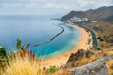 Ünlü Plaja Playa de las Teresitas, Tenerife, Kanarya Adaları, İspanya