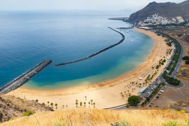 Ünlü plaj Playa de las Teresitas, Tenerife, Kanarya Adaları, Sp