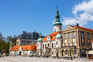 Pszczyna, Polonya - 21 Nisan 2015: Tarihi merkezi, Pszczyna Silezya bölgesinin, Polonya