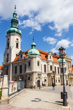 Pszczyna, Polonya - 21 Nisan 2015: Tarihi merkezi, Pszczyna Silezya bölgesinin, Polonya