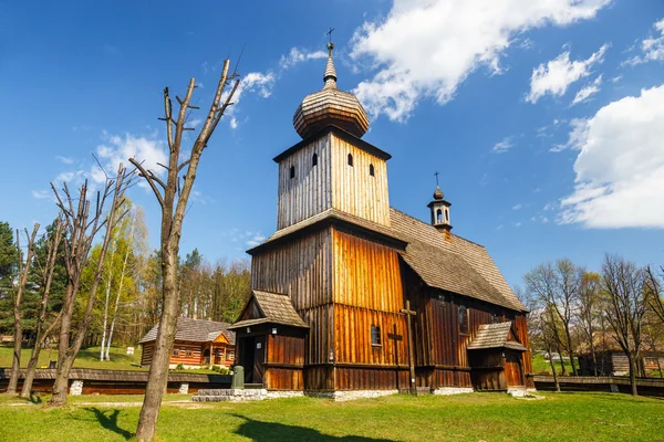 Old log church in an open-air ethnography museum in Wygielzow, Poland — Stock Photo, Image