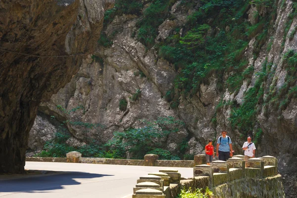 BICAZ GORGES, ROUMANIE - 07 JUILLET 2015 : Les touristes visitent le canyon Bicaz. Canyon est l'une des routes les plus spectaculaires de Roumanie . — Photo